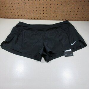 Nike womens solid black Standard fit lined running shorts L